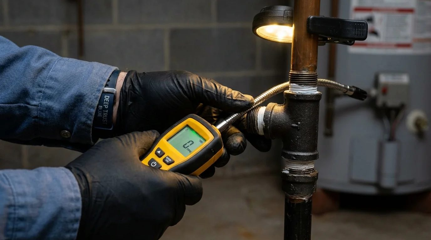 Gas leak detection with electronic sniffer by Johns Plumbing LLC in Ferrisburgh