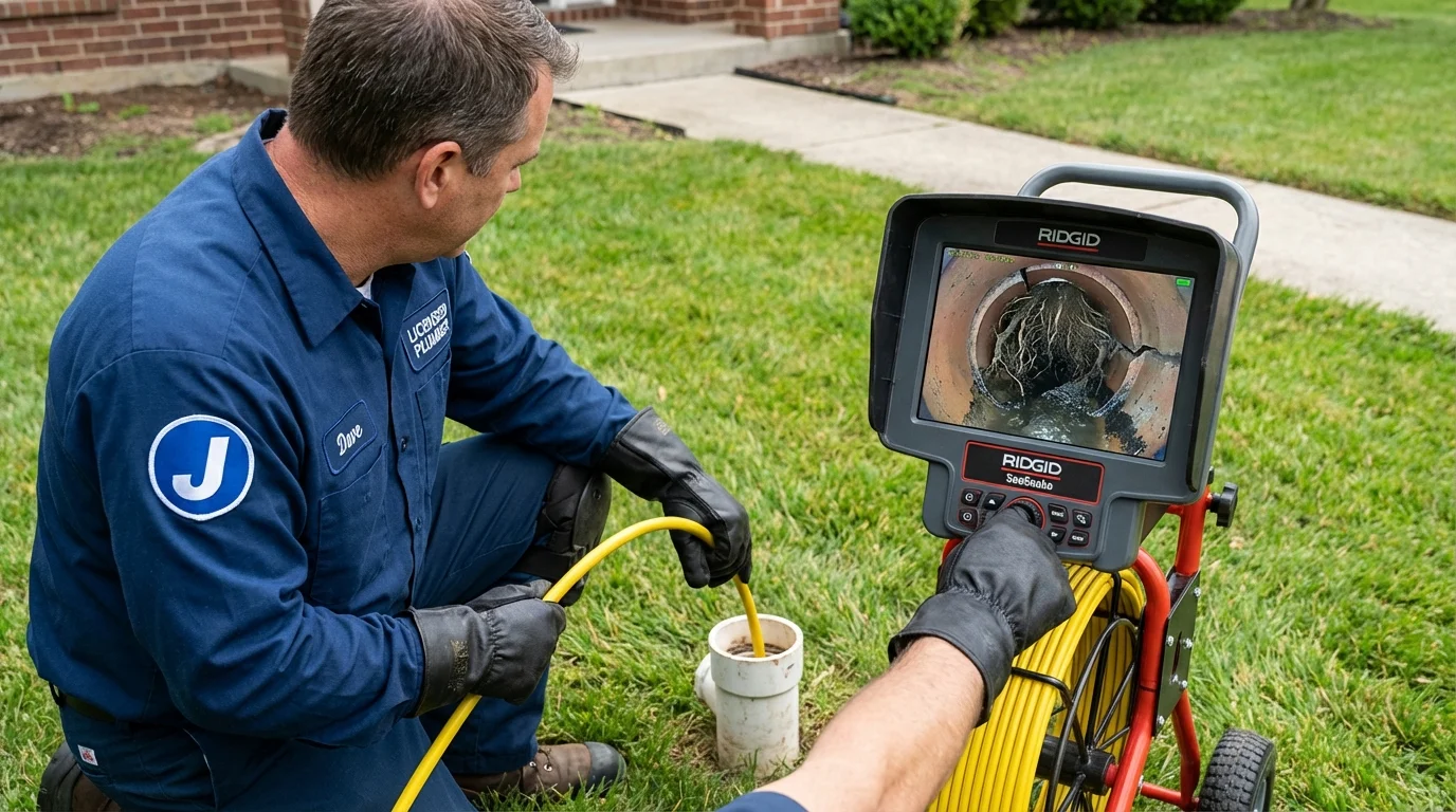 Sewer camera inspection being performed by Johns Plumbing LLC in Ferrisburgh
